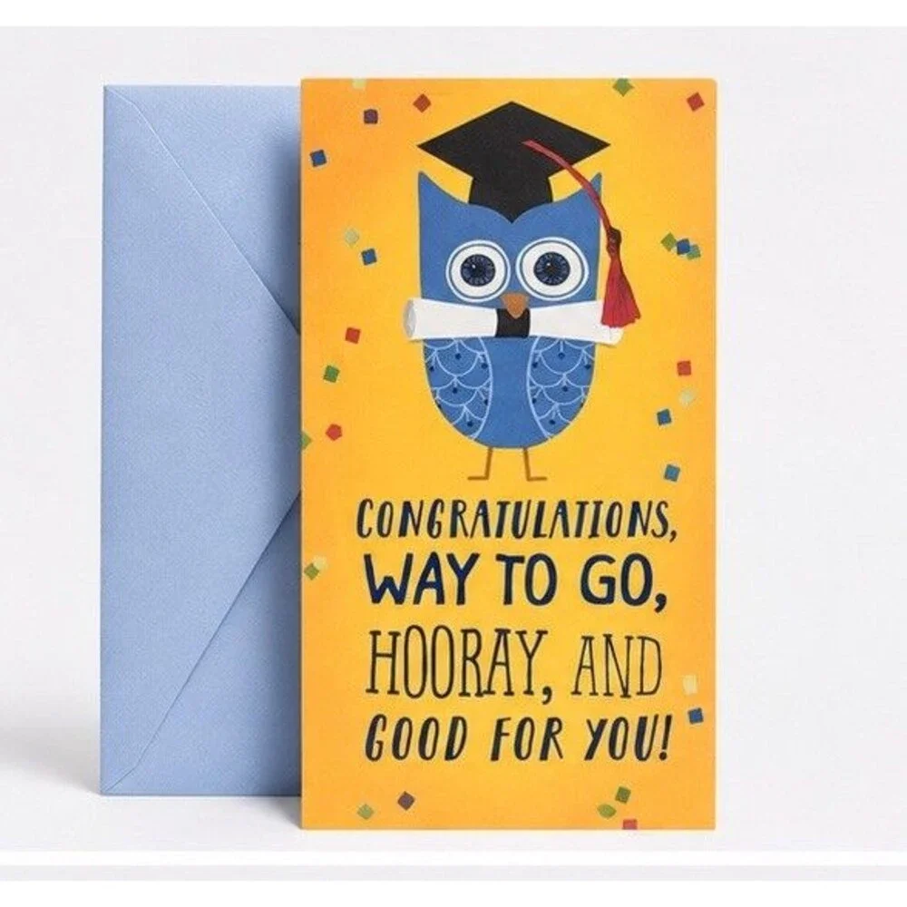 Congratulations Graduation Wise Owl Owls Cash Gift Money Holder Hallmark Card
